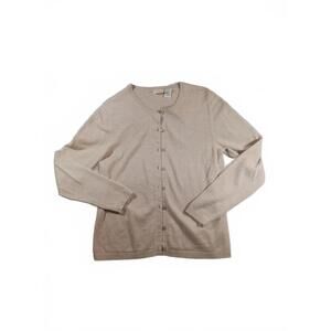 Cherokee Beige Button-Up Cotton Cardigan Sweater Small